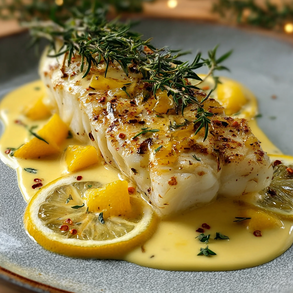 Oven-Baked Cod with Mustard Lemon Cream Sauce (Light, Elegant &#038; Flavorful)