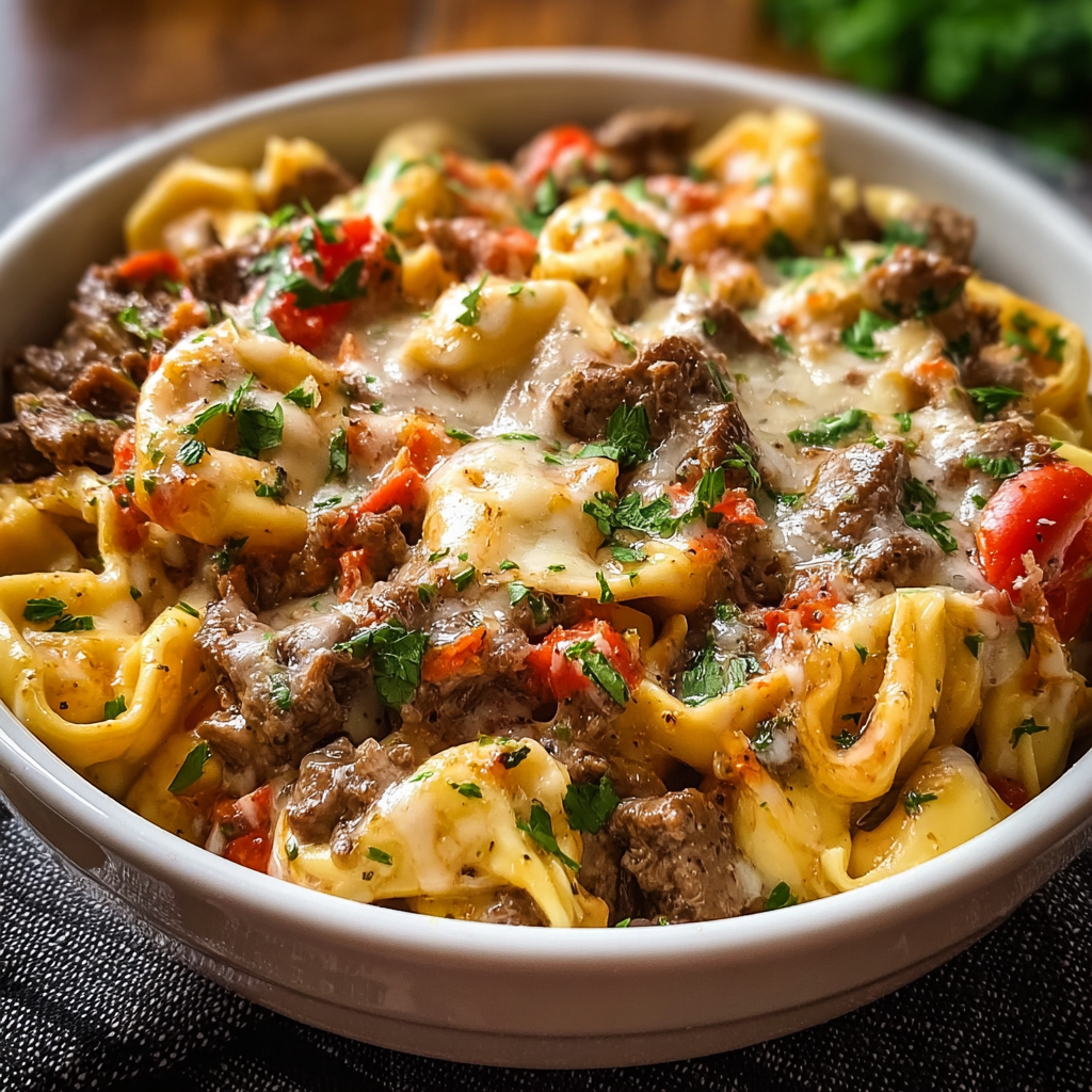 Crock Pot Cheesesteak Tortellini: Creamy, Cheesy &#038; Slow-Cooked to Perfection