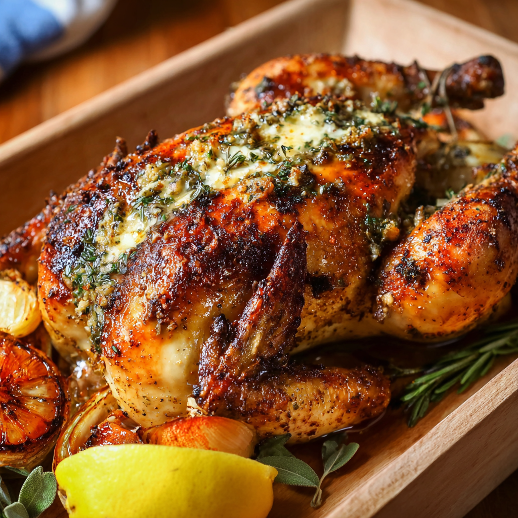 Whole Roasted Chicken with Creole Garlic Butter: Crispy Skin, Juicy Meat &#038; Bold Southern Flavor