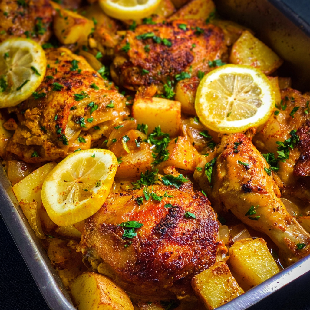Lemon Garlic Chicken (Jaj O Batata): Crispy, Zesty &#038; Comforting One-Pan Classic