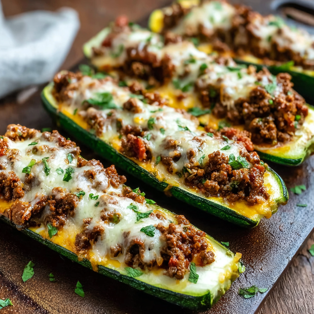 Ground Beef Zucchini Boats