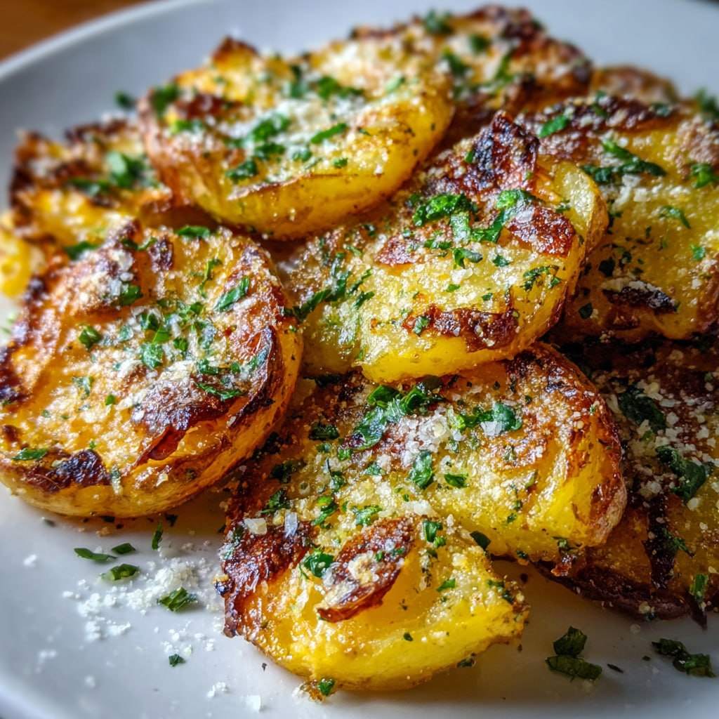 Garlic Parmesan Smashed Potatoes (Crispy, Buttery &#038; Completely Irresistible)