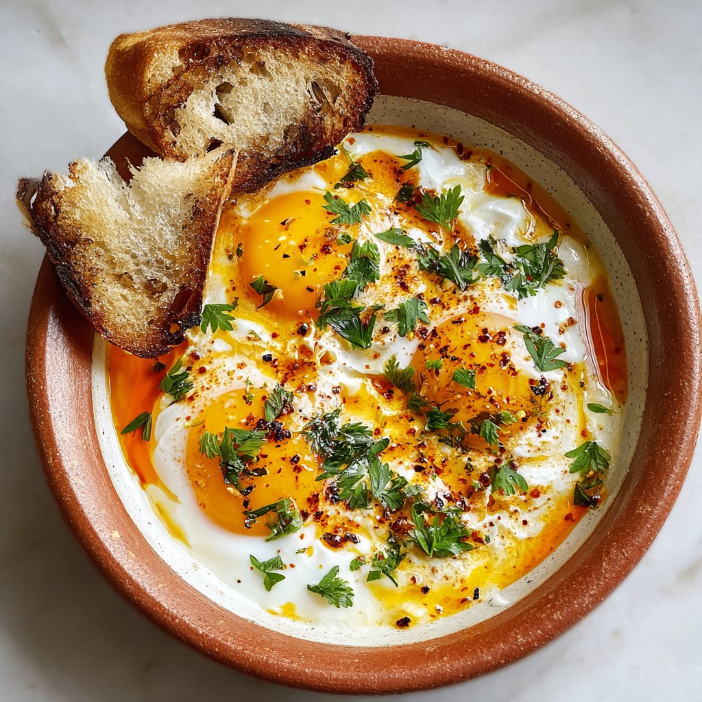 Shakshuka with Toasted Bread (Middle Eastern Eggs in Spicy Tomato Sauce, 30 Min)