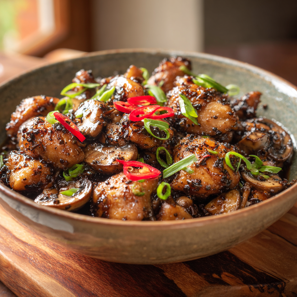 Black Pepper Chicken with Mushrooms