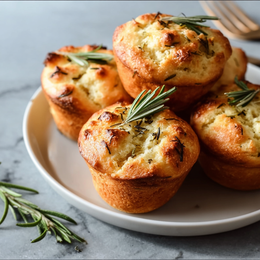 Garlic Rosemary Focaccia Muffins (All Edges, No Kneading)